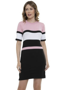 Vestido Midi Fenda Tricot Elastano Listrado [F081] - Image 2