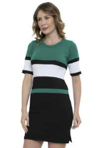 Vestido Midi Fenda Tricot Elastano Listrado [F081] - Image 6