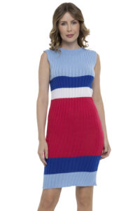 Vestido Midi Tricot Listrado Gola Canoa [F081] - Image 5
