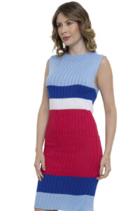 Vestido Midi Tricot Listrado Gola Canoa [F081] - Image 6