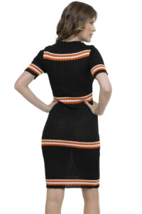 Vestido Midi Tricot Listras Gola Alta [F081] - Image 3