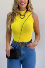 Blusa Tricot Gola Alta Sem Manga [F081] - Image 5
