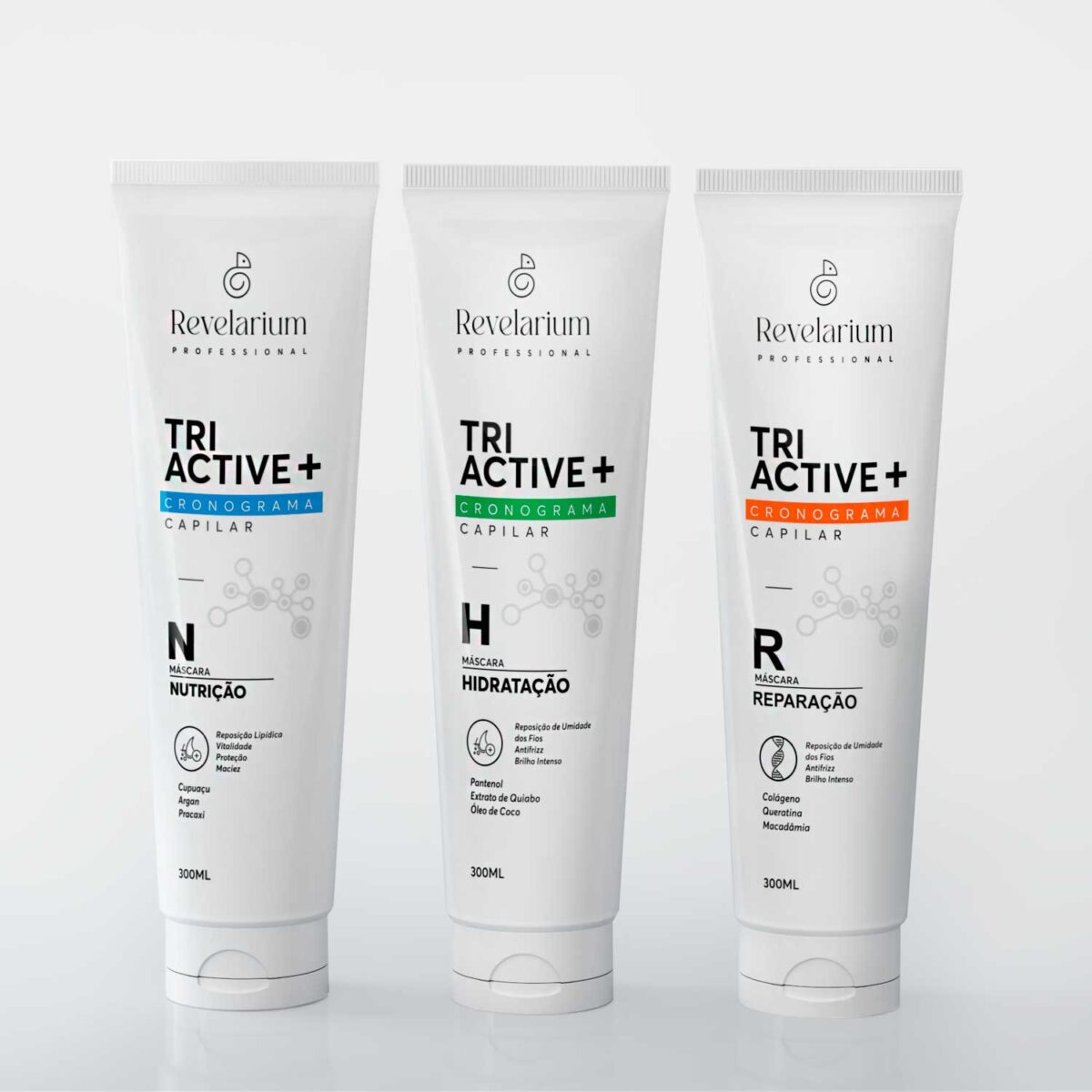 Kit Tri Active cronograma capliar Nutrição Hidratação Reparação 300g - Revelarium - Image 1