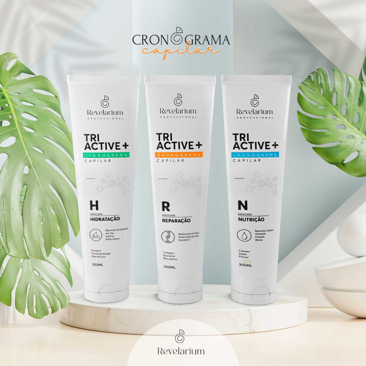 Kit Tri Active cronograma capliar Nutrição Hidratação Reparação 300g - Revelarium - Image 3
